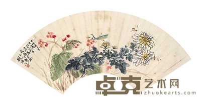 刘德六 1869年作 花卉 扇面